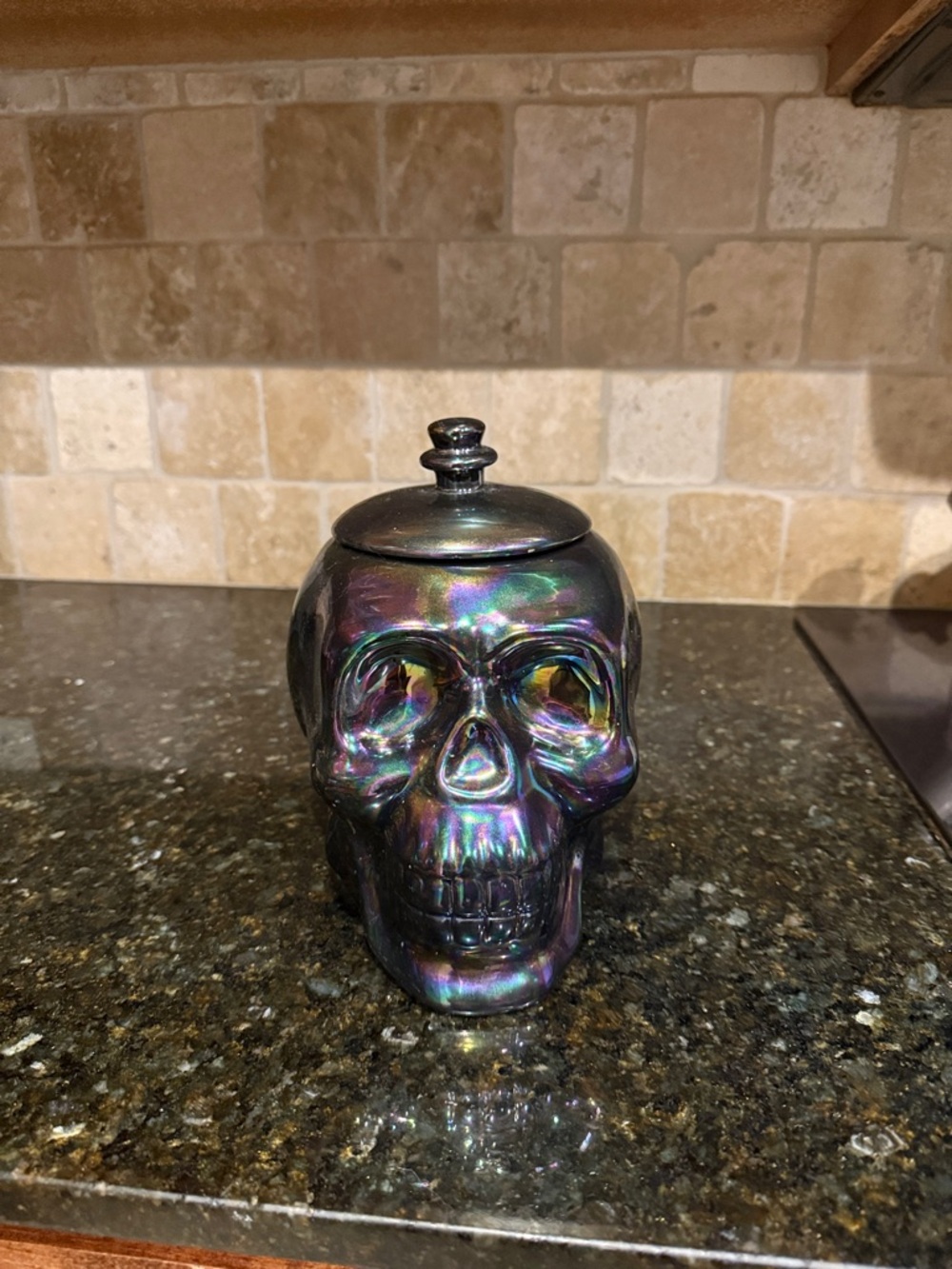 Iridescent Skull Cookie Jar